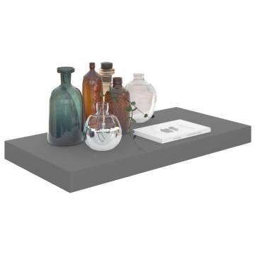 Stylish Floating Wall Shelves - Set of 4 in High Gloss Grey