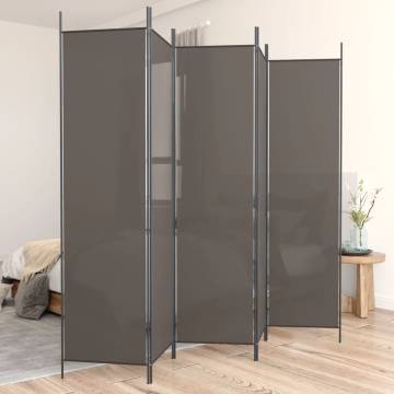 5-Panel Room Divider Anthracite - 250x220 cm Fabric | HiPoMarket