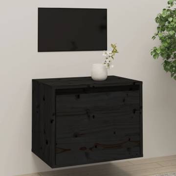 Wall Cabinet Black - Solid Pinewood 45x30x35 cm | HipoMarket