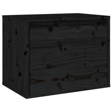 Wall Cabinet Black - Solid Pinewood 45x30x35 cm | HipoMarket