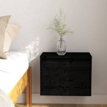 Wall Cabinet Black - Solid Pinewood 45x30x35 cm | HipoMarket