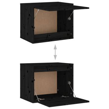 Wall Cabinet Black - Solid Pinewood 45x30x35 cm | HipoMarket