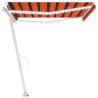 Manual Retractable Awning with LED - 450x350 cm Orange & Brown