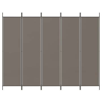 5-Panel Room Divider Anthracite - 250x220 cm Fabric | HiPoMarket