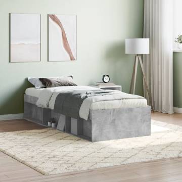 Concrete Grey Bed Frame 75x190 cm - Stylish & Practical