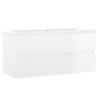 Sleek High Gloss White Sink Cabinet with Built-in Basin