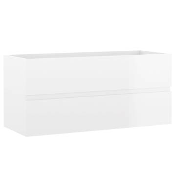 Sleek High Gloss White Sink Cabinet with Built-in Basin