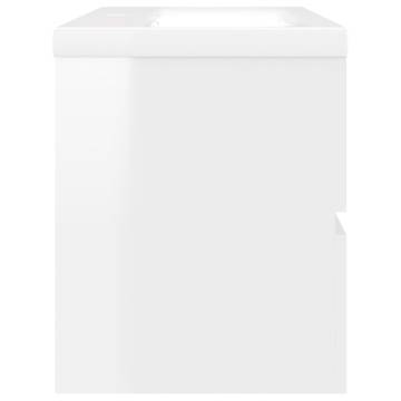 Sleek High Gloss White Sink Cabinet with Built-in Basin