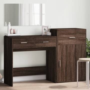 3 Piece Dressing Table Set - Brown Oak Engineered Wood