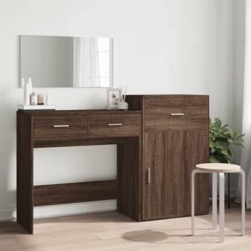 3 Piece Dressing Table Set - Brown Oak Engineered Wood