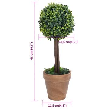 Artificial Boxwood Plants (2 pcs) - Ball Shaped Green 41 cm