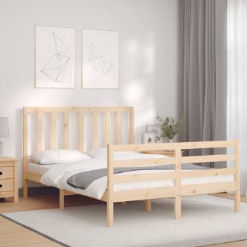 Double Solid Wood Bed Frame with Headboard | HipoMarket