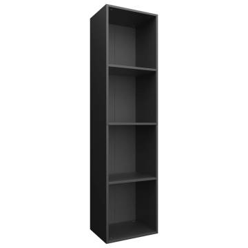 Stylish Black Book Cabinet/TV Cabinet | Engineered Wood 36x30x143 cm