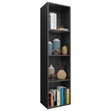 Stylish Black Book Cabinet/TV Cabinet | Engineered Wood 36x30x143 cm