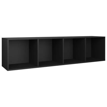 Stylish Black Book Cabinet/TV Cabinet | Engineered Wood 36x30x143 cm