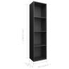 Stylish Black Book Cabinet/TV Cabinet | Engineered Wood 36x30x143 cm