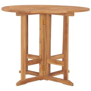 Folding Garden Dining Table Ø90x75 cm - Solid Teak Wood