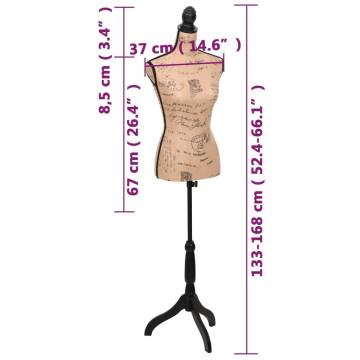 Ladies Jute Bust Display Mannequin - Adjustable Height & Stylish