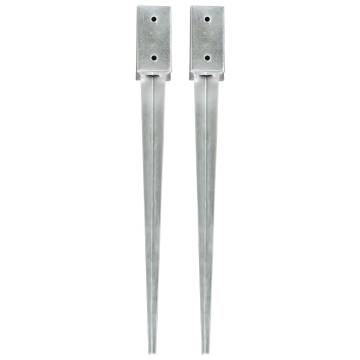 Durable Ground Spikes Set - Galvanised Steel | 2 pcs Silver