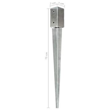 Durable Ground Spikes Set - Galvanised Steel | 2 pcs Silver