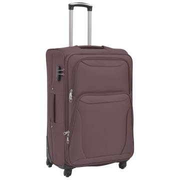 3 Piece Soft Case Trolley Set in Coffee - Durable & Stylish