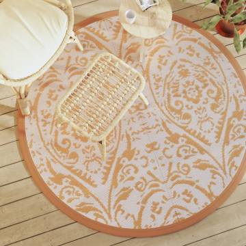 Trendy Outdoor Carpet Orange & White Ø160 cm - Durable & UV-Resistant