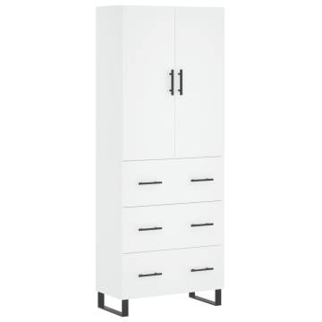 Elegant Highboard White - 69.5x34x180 cm Engineered Wood