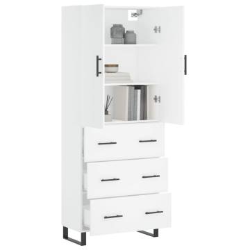 Elegant Highboard White - 69.5x34x180 cm Engineered Wood