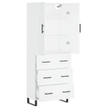 Elegant Highboard White - 69.5x34x180 cm Engineered Wood