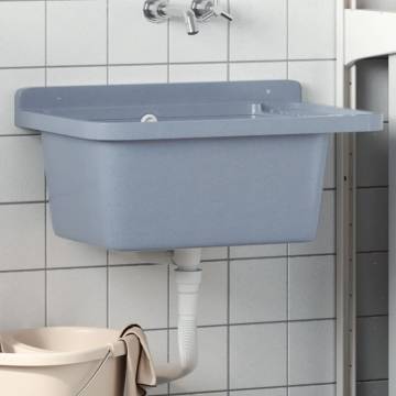 Grey Wall-Mounted Sink Washbasin 60x40 cm - Durable Resin