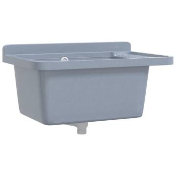 Grey Wall-Mounted Sink Washbasin 60x40 cm - Durable Resin