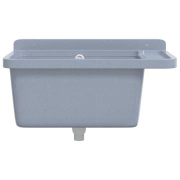 Grey Wall-Mounted Sink Washbasin 60x40 cm - Durable Resin