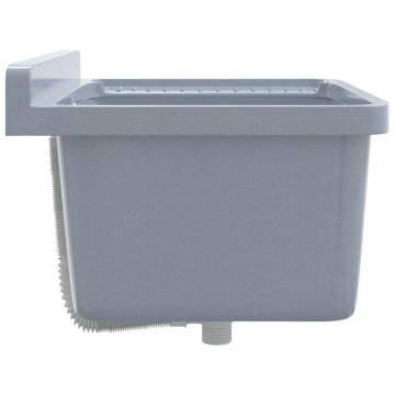 Grey Wall-Mounted Sink Washbasin 60x40 cm - Durable Resin