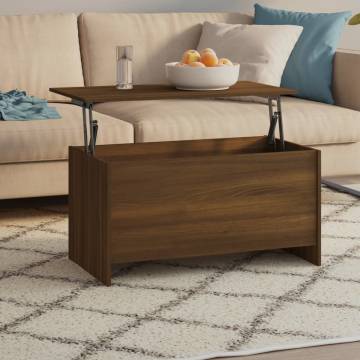 Brown Oak Coffee Table with Lift-Top Design | HipoMarket