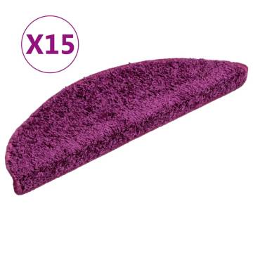 Carpet Stair Treads 15 pcs Violet - Non-slip Protection