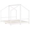 Kids Bed Frame White - Solid Pine Wood 80x200 cm