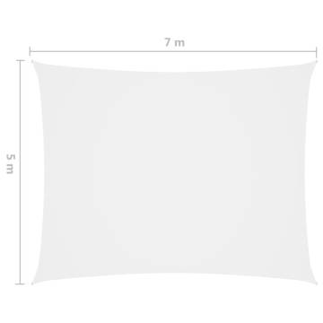 Sunshade Sail Oxford Fabric 5x7m - White Outdoor Protection