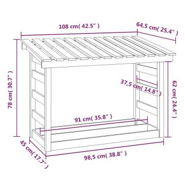 Firewood Rack Honey Brown | Solid Pine | 108x64.5x78 cm