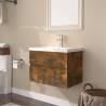 Stylish Sink Cabinet with Built-in Basin - Smoked Oak