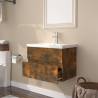 Stylish Sink Cabinet with Built-in Basin - Smoked Oak