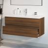 Stylish Sink Cabinet with Built-in Basin - Brown Oak Finish