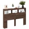 Stylish Brown Oak Headboard Cabinet with LED - 140x17x102 cm