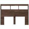 Stylish Brown Oak Headboard Cabinet with LED - 140x17x102 cm