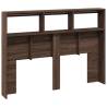 Stylish Brown Oak Headboard Cabinet with LED - 140x17x102 cm