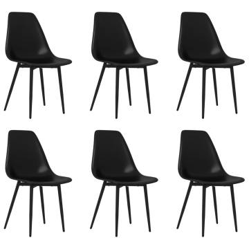 Dining Chairs 6 pcs Black PP - Contemporary Style