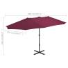 Outdoor Parasol with Aluminium Pole 460x270 cm - Bordeaux Red