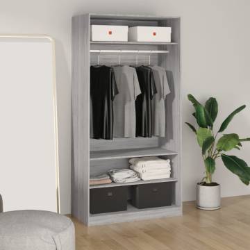 Stylish Grey Sonoma Wardrobe - 100x50x200 cm Engineered Wood