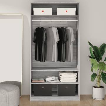 Stylish Grey Sonoma Wardrobe - 100x50x200 cm Engineered Wood