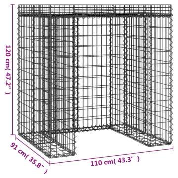 Gabion Wall for Garbage Bin - 110x91x120 cm Galvanised Iron