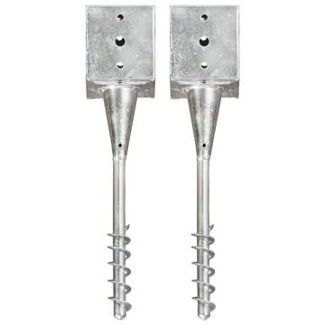 Ground Spikes 2 pcs - Silver Galvanised Steel 12x12x56 cm